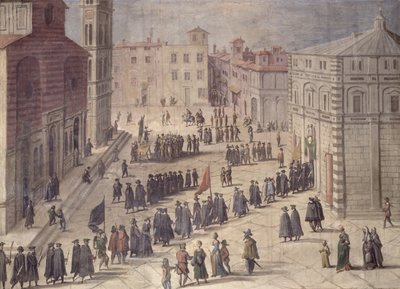 Festival of Homage på Piazza del Duomo, Firenze, 1555 av Jan van der Straet