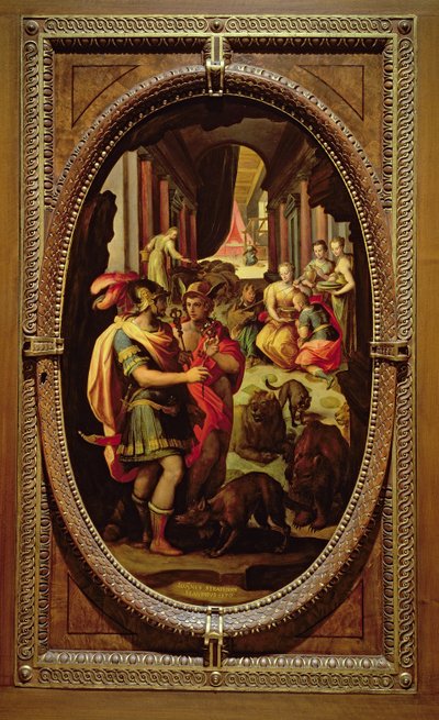 Ulysses, Mercury and Circe, 1570 (olje på skifer) av Jan van der Straet