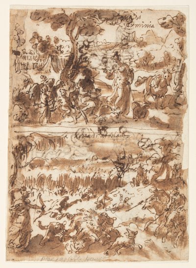 Over: Erminia og hyrden; Under: Atalanta som jakter på Calydonian Boar av Jan van der Straet, called Stradanus