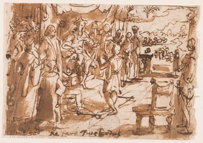 Rekto: Joseph tolker Faraas drømmer, foreløpig design for plate 2, "Spiritus Intellectus" (Intellektets ånd) i serien "Seven Gifts of the Holy Spirit"; Verso: inskripsjon angående trykkserier av "Life of John the Baptist" av Jan van der Straet, called Stradanus