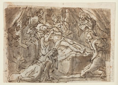 Recto: Klagesang over den døde Kristus; Verso: Zeuxis-maleriet Helen av Troja av Jan van der Straet, called Stradanus