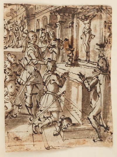 Saint Giovanni Gualberto og det mirakuløse krusifikset av Jan van der Straet, called Stradanus