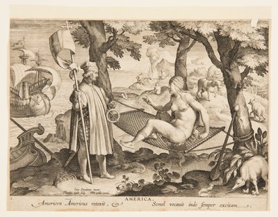The Discovery of America, plate 1 fra "Nova Reperta" (New Inventions of Modern Times) av Jan van der Straet, called Stradanus