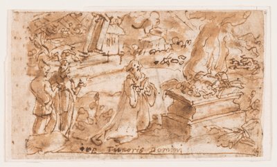 The Sacrifice of Job, foreløpig design for "Spiritus Timoris Domini" (The Gift of the Fear of the Lord), plate 7 i trykkserien "The Seven Gifts of the Holy Spirit" av Jan van der Straet, called Stradanus