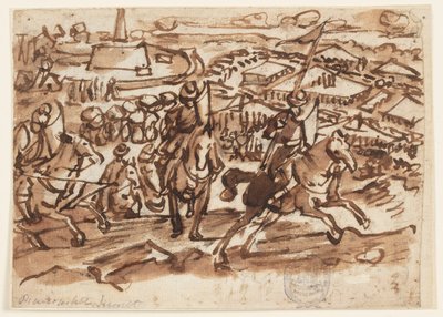 Tyrkernes tilbaketrekning etter beleiringen av Wien i 1529 av Jan van der Straet, called Stradanus