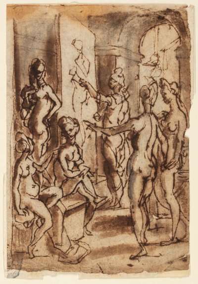 Zeuxis maler Helen av Jan van der Straet, called Stradanus