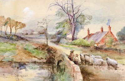 En landevei (akvarell) av Jane Elizabeth Spindler