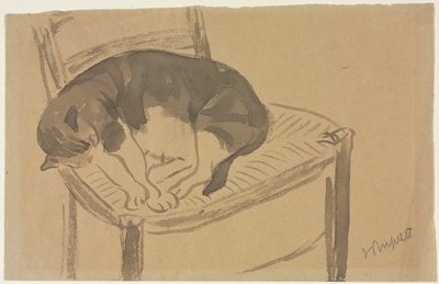 Sovende katt (rekto) av Jane Poupelet