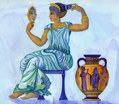 Gammel gresk kvinne, 2002 (blekk og gouache) av Jane Tattersfield
