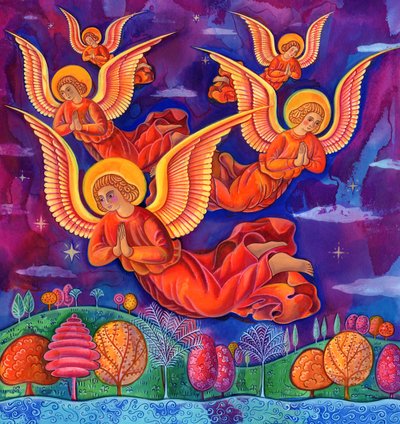 Angels, 1999, (blekk og gouache) av Jane Tattersfield