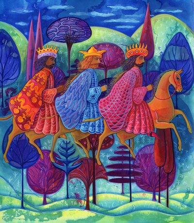 The Three Kings Christmas, 2004, (blekk og gouache) av Jane Tattersfield