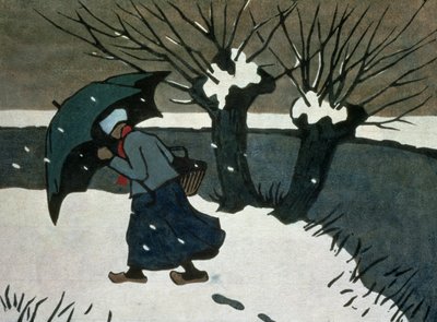 The Snow Storm (tresnitt på papir) av Janet Fisher