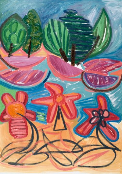 Vi er bare ubeseiret (iii), 2007 (olje på lerret) av Janet McKenzie