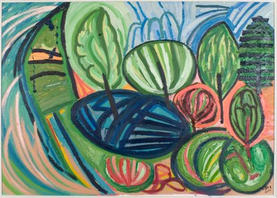 Wormiston Wood, sommer, 2007 (olje på lerret) av Janet McKenzie