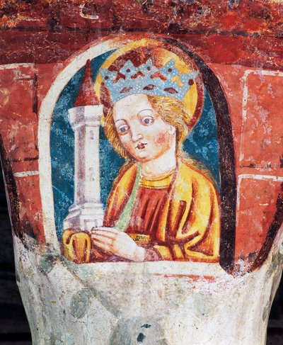 Hrastovlje befestede kirke, Trinity Church, Santa Barbara, detalj fra fresker av Janez Iz Kastva (1490), Slovenia av Janez Kastav