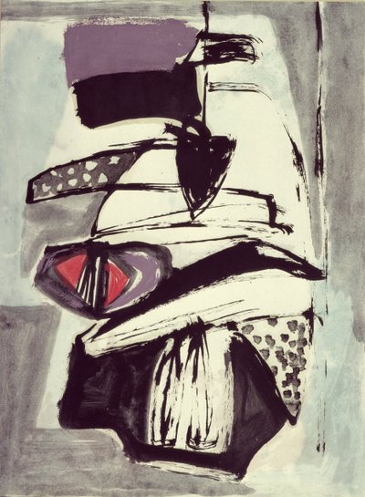 Komposisjon (akvarell og gouache på papir) av Jankel Adler