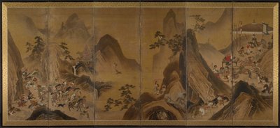 Tartarer på jakt i et fjellandskap av Japan, Edo period
