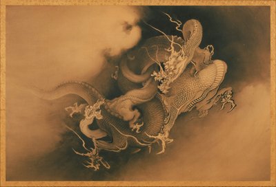 To drager i skyer av Japanese Kanō Hōgai