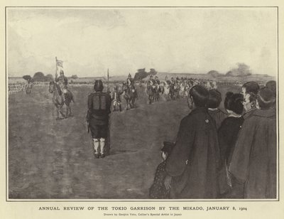Årlig gjennomgang av Tokio-garnisonen av Mikado, 8. januar 1904 av Japanese Photographer