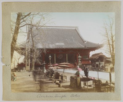Asakusa-tempelet, Tokyo, Japan (håndfarget svart/hvitt-bilde) av Japanese Photographer
