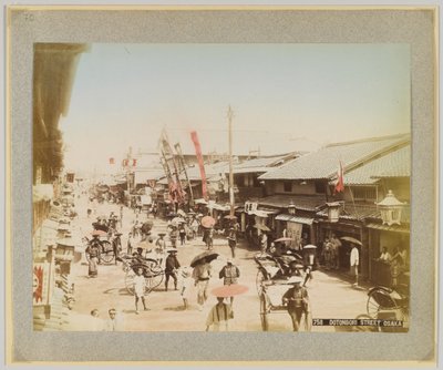 Dotonbori Street, Osaka, Japan (håndfarget svart/hvitt-bilde) av Japanese Photographer