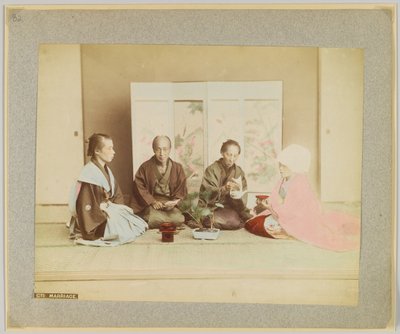 Japansk ekteskapsseremoni (håndfarget s/hv-bilde) av Japanese Photographer