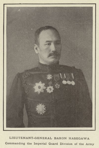 Generalløytnant Baron Hasegawa, kommanderende for den keiserlige gardedivisjonen til hæren av Japanese Photographer