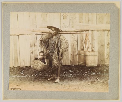 Peasant, Japan (håndfarget svart/hvitt-bilde) av Japanese Photographer