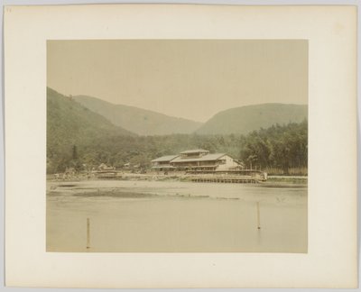 Elvelandskap, Japan (håndfarget svart/hvitt-bilde) av Japanese Photographer