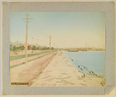 The Bund, Kobe, Japan (håndfarget svart/hvitt-bilde) av Japanese Photographer