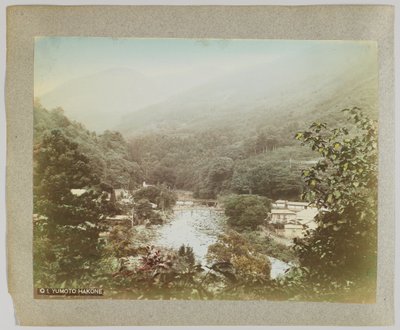 Yumoto Hakone, Kanagawa Prefecture (håndfarget svart/hvitt-bilde) av Japanese Photographer
