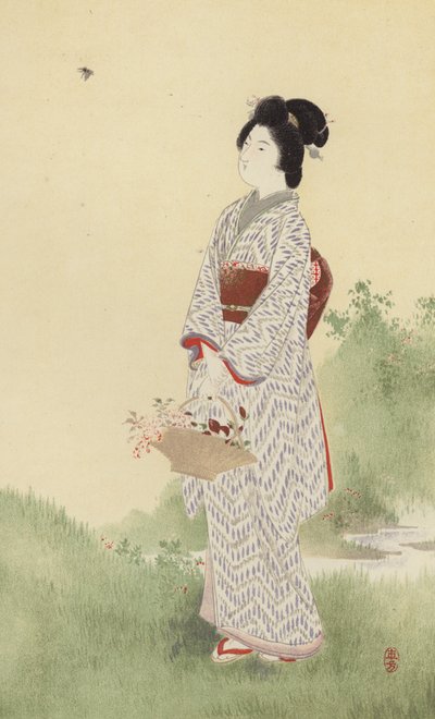 En japansk jente (chromolitho) av Japanese School