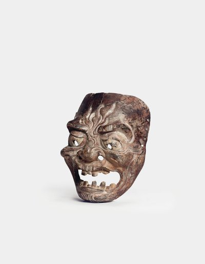 En Gigaku-maske i tre (tre) av Japanese School