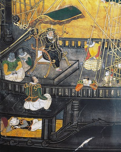Portugisernes ankomst til Japan, skjerm, Namban-kunst av Japanese School