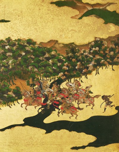 Slaget ved Hogen i 1156, Momoyama-perioden (1568-1615) (blekk på papir) av Japanese School