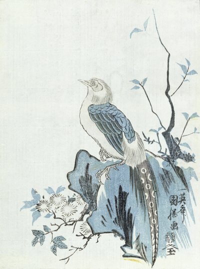 Bird on a Rock (treblokktrykk) av Japanese School