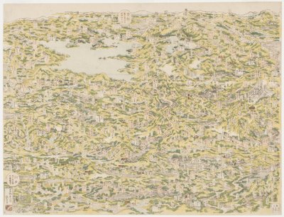 Fugleperspektiv av Kiso-motorveien fra Edo til Kyoto, 1819 av Japanese School