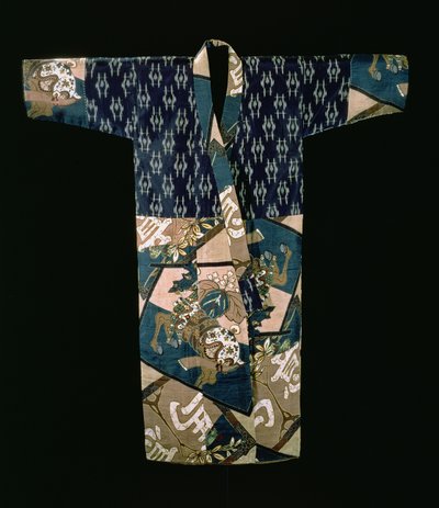 Nagajuban for gutter under kimono med et design av kapariserte hester, Showa-perioden, før 1950 (vevd silke med tie-farget og sjablongtrykt dekorasjon) av Japanese School