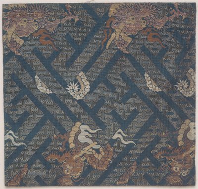 Buddhistisk tempelmøbelstoff, et deksel for en sutra, fragment av Japanese School