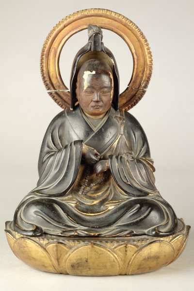 Buddhistisk abbed (lakkert tre) av Japanese School