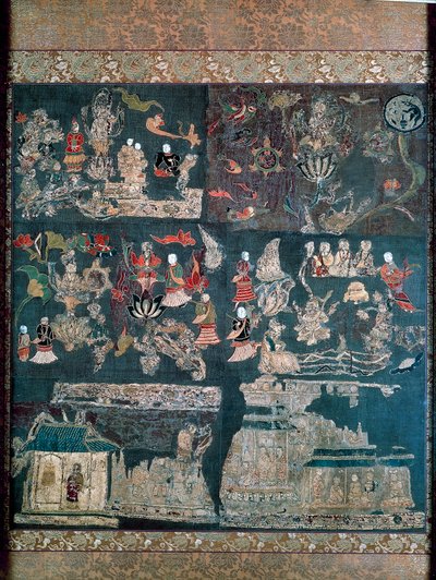 Buddhistisk paradis, historien om Chan Mystic, Chuguji-tempelet, Nara, Asuka-perioden (552-646), japansk sivilisasjon av Japanese School