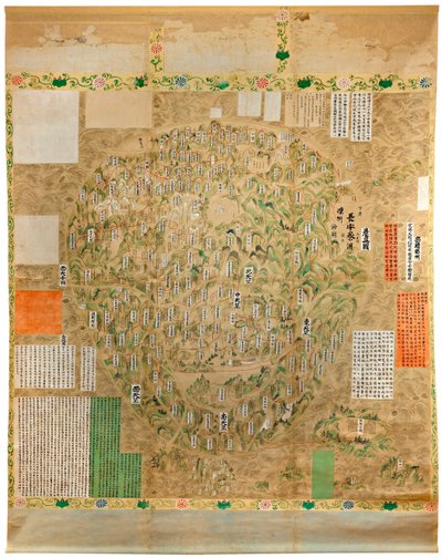 Buddhistisk verdenskart - Japansk skole akvarell og blekk fra tidlig 1700-tall - Adelaide, Art Gallery of South Australia, Australia av Japanese School