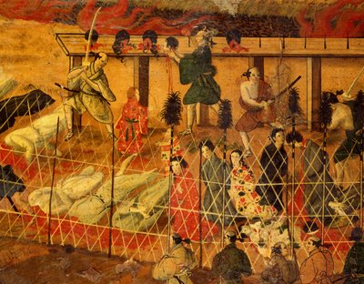 Detalj fra The Martyrdom of the Jesuits in Japan i 1622 (akvarell på papir) av Japanese School