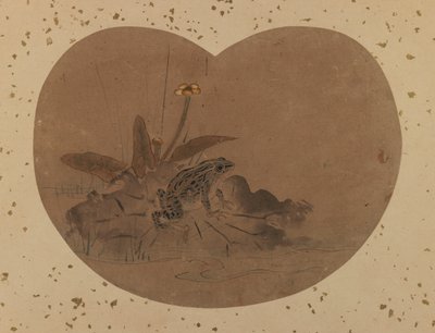Viftemaleri av en frosk (verso) (blekk og farge på papir) av Japanese School