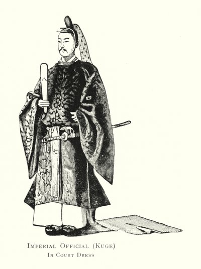 Imperial Official, Kuge, i hoffkjole (litho) av Japanese School