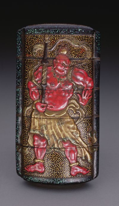 Inro dekorert med Nio, Edo-perioden (1615-1868) japansk (lakk) av Japanese School