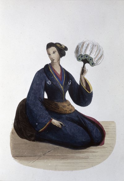 Japansk dame, 1860 (gravering) av Japanese School