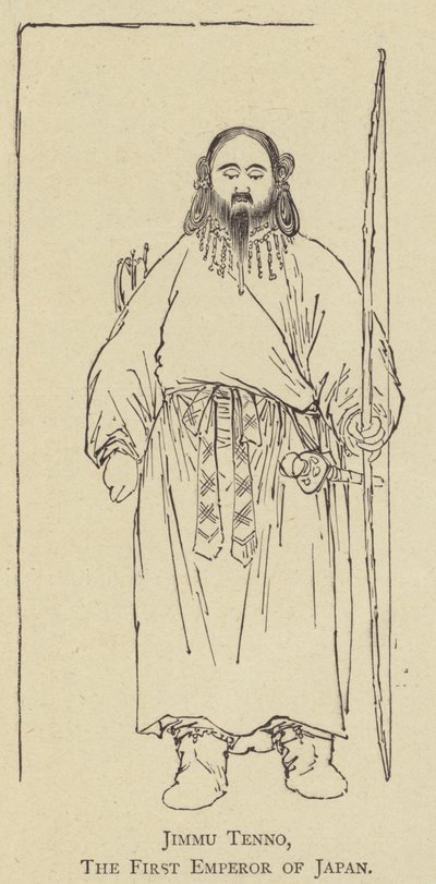 Jimmu Tenno, den første keiseren av Japan (litho) av Japanese School