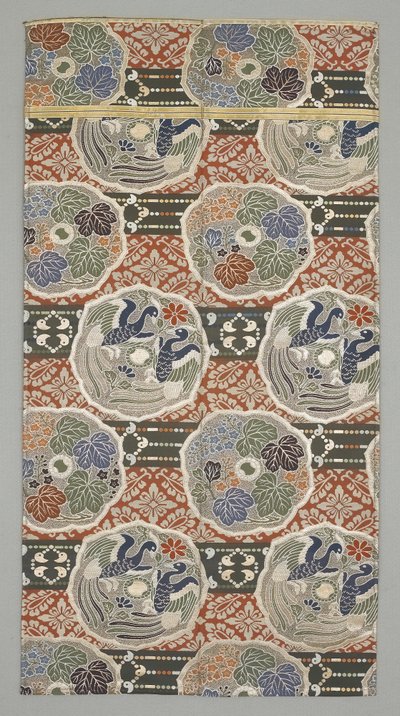 Obi Fragment, slutten av 1800-begynnelsen av det 20. århundre (silkeduk) av Japanese School