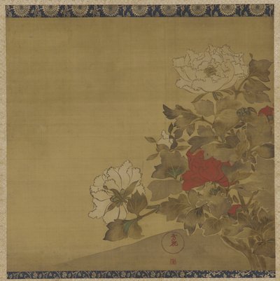 Peoner, Edo-perioden (blekk og farge på silke) av Japanese School